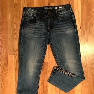 Miss Me jeans mid-rise, ankle skinny, sz 30